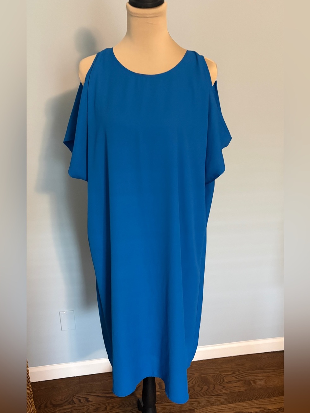 Mossimo Supply Co. Royal Blue Cold-Shoulder Midi Dress
